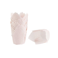 Panificio 4 oz Pink Paper Tulip Baking Cup - Greaseproof - 3 1/2