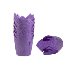 Panificio 4 oz Violet Paper Tulip Baking Cup - Greaseproof - 3 1/2