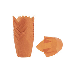 Panificio 4 oz Orange Paper Tulip Baking Cup - Greaseproof - 3 1/2
