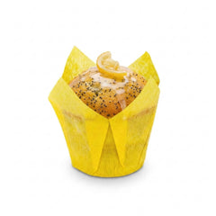 Panificio 4 oz Yellow Paper Tulip Baking Cup - Greaseproof - 3 1/2