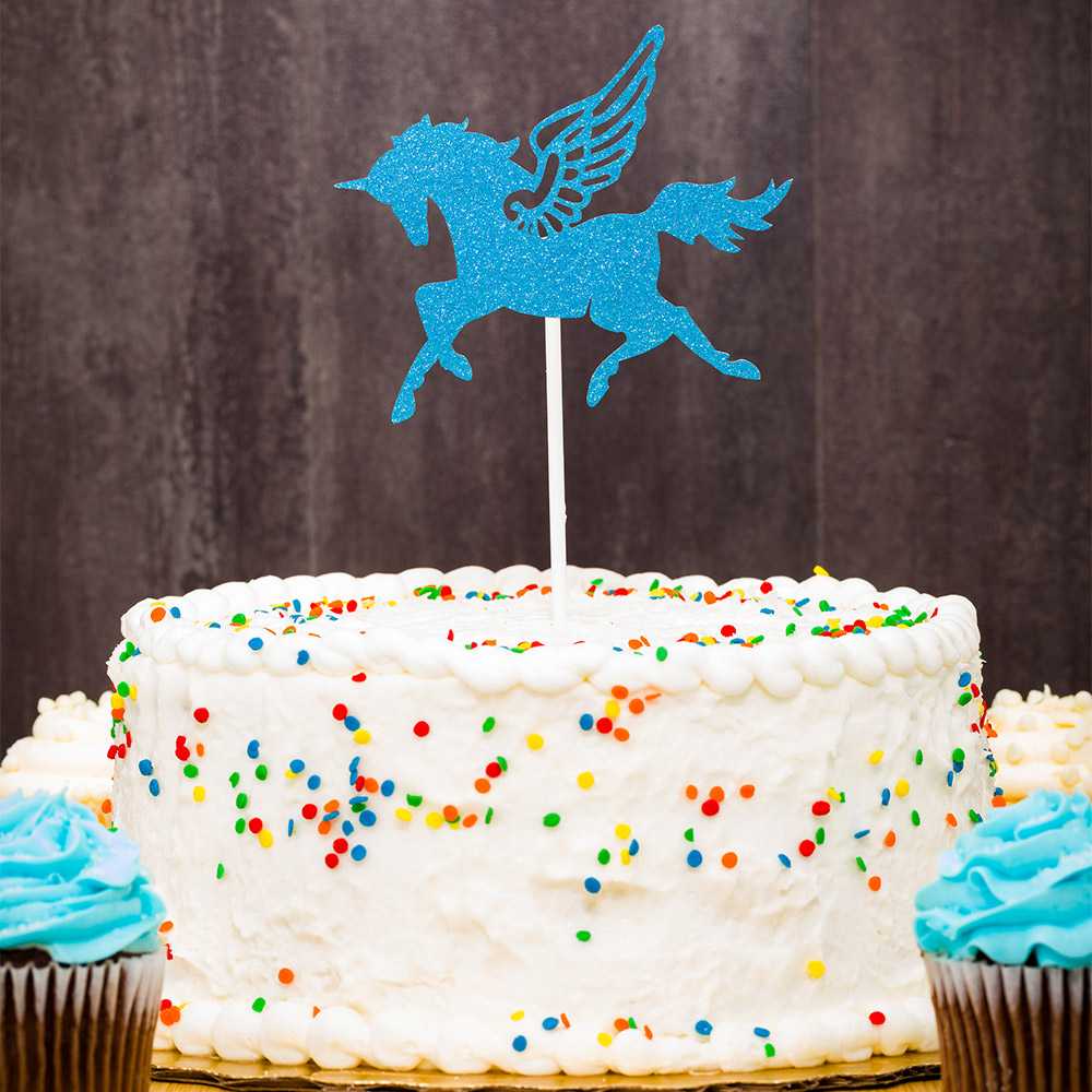 Top Cake Blue Paper Unicorn Cake Topper - Glitter - 6" x 4 1/4" - 100 count box