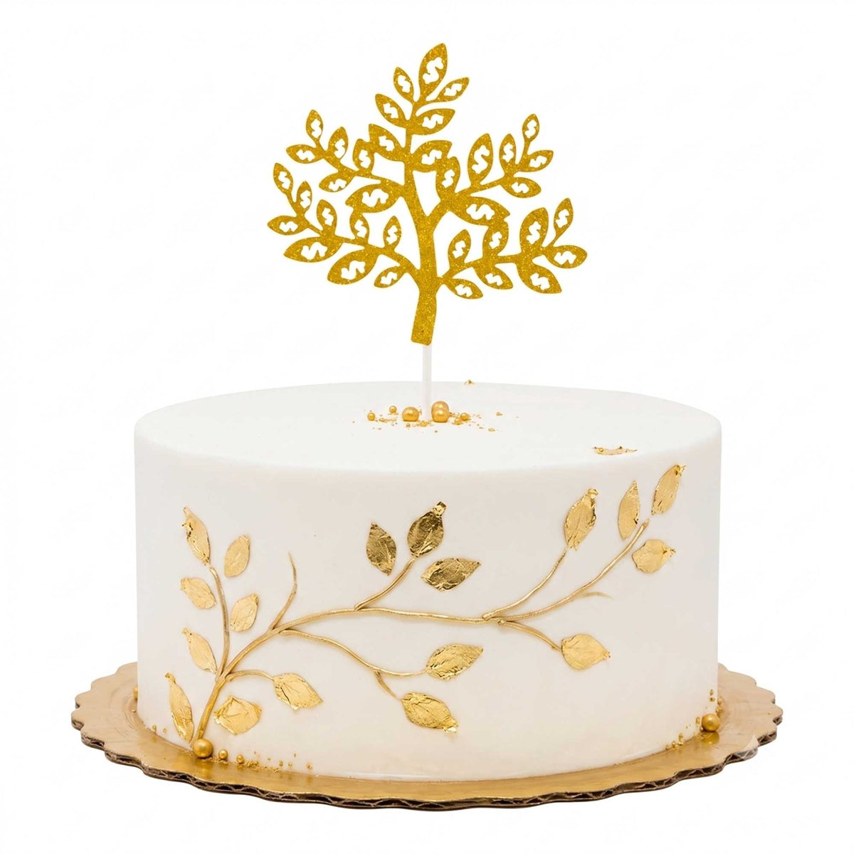 Top Cake Gold Paper Money Tree Cake Topper - Glitter - 7" x 4 1/2" - 100 count box
