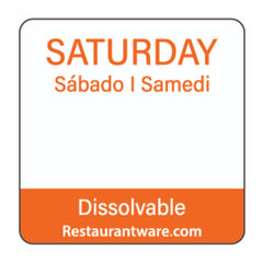 RW Smart Orange Paper Weekly Saturday Food Rotation Label - Dissolvable, Trilingual - 1