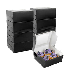 Cafe Vision Square Black Cupcake Window Box - Fits 4 - 6 1/4