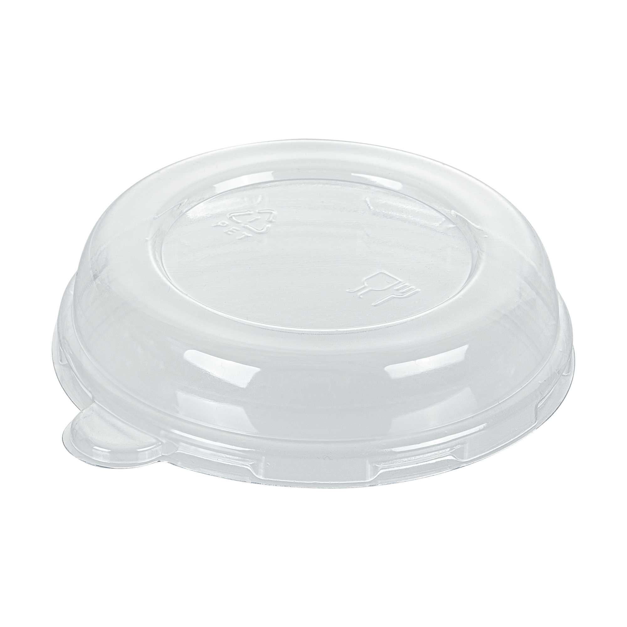 Pulp Tek Round Clear Plastic Dome Lid - Fits 8 oz Bagasse Salad Bowl - 100 count box