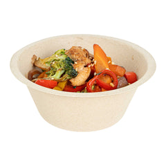 Pulp Tek 8 oz Round Natural Sugarcane / Bagasse Salad Bowl - 4 1/2