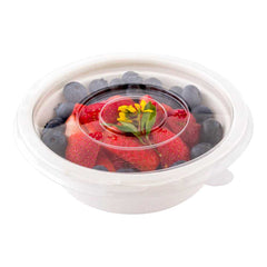 Pulp Safe Round Clear Plastic Flat Lid - Fits 12 oz Bagasse Salad Bowl - 600 count box