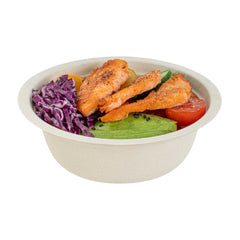 Pulp Tek 12 oz Round Natural Sugarcane / Bagasse Salad Bowl - 5 1/4