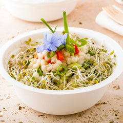 Pulp Tek 12 oz Round White Sugarcane / Bagasse Salad Bowl - 5 1/4