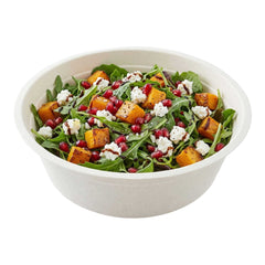 Pulp Tek 32 oz Round White Sugarcane / Bagasse Salad Bowl - 7