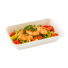 Pulp Tek 16 oz Rectangle White Sugarcane / Bagasse Container - 7