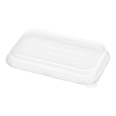 Pulp Tek Rectangle Clear Plastic Dome Lid - Fits 24 and 32 oz Bagasse Container - 400 count box
