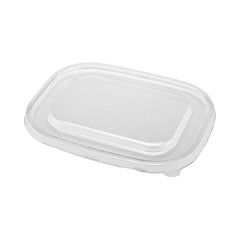 Pulp Tek Rectangle Clear Plastic Flat Lid - Fits 48 and 60 oz Bagasse Container - 200 count box