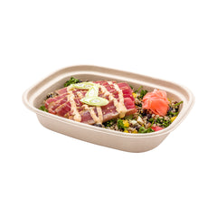 Pulp Tek 36 oz Rectangle Natural Sugarcane / Bagasse Container - 9