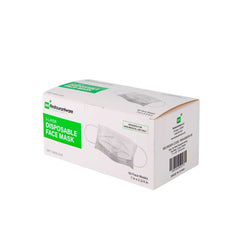 Clean Tek Professional White Disposable Earloop Face Mask - 3-Layer Filtration - 7