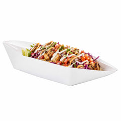 Bio Tek 12 oz White Paper Handmade Origami Boat - Greaseproof - 13 1/2