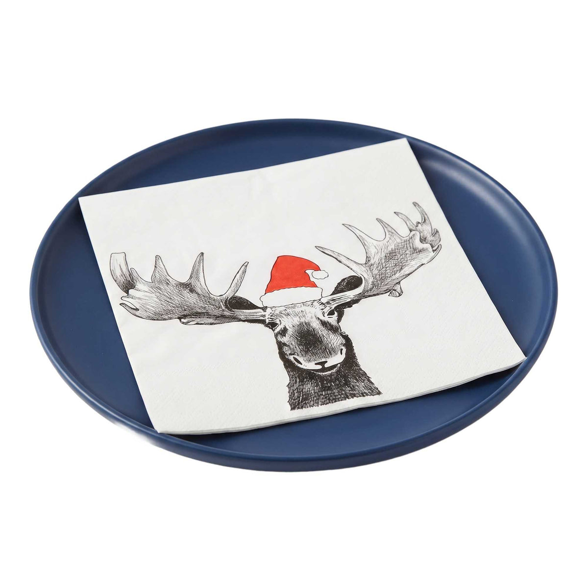 Luxenap White Paper Luncheon Napkin - Holiday Moose - 13" x 13" - 500 count box