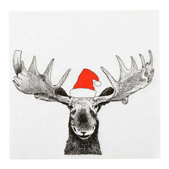 Luxenap White Paper Luncheon Napkin - Holiday Moose - 13