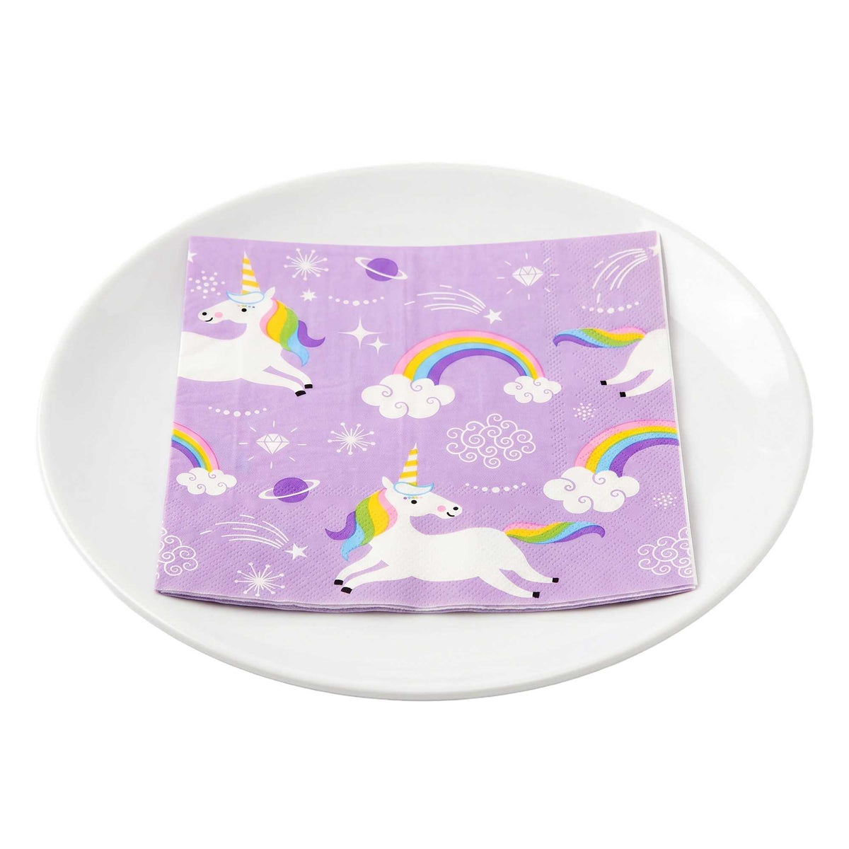 Luxenap Purple Paper Luncheon Napkin - Magical Unicorn - 13" x 13" - 500 count box