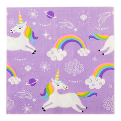 Luxenap Purple Paper Luncheon Napkin - Magical Unicorn - 13