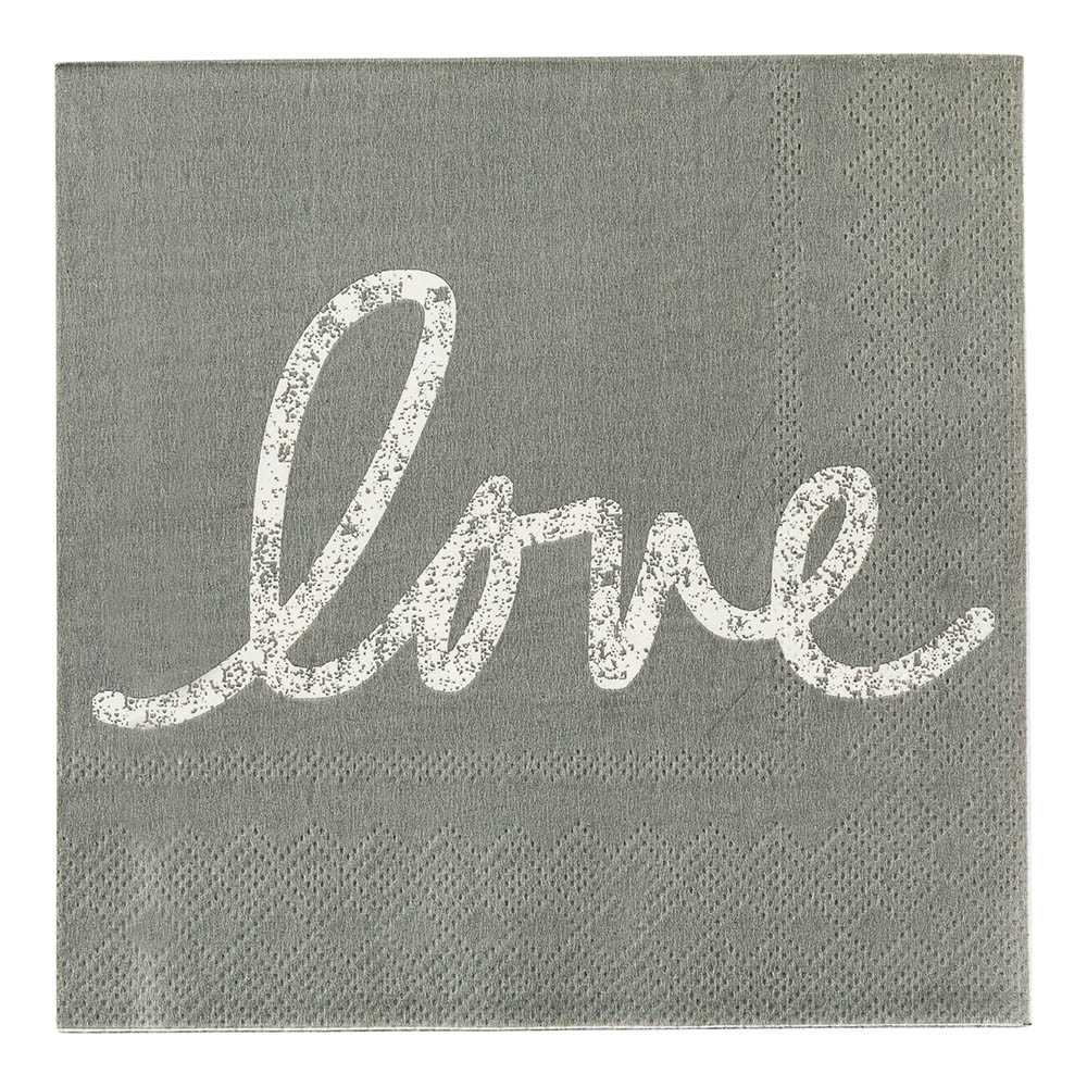 Luxenap Gray Paper Luncheon Napkin - Love, Script - 13" x 13" - 500 count box