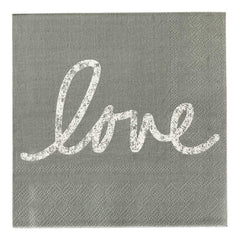 Luxenap Gray Paper Luncheon Napkin - Love, Script - 13
