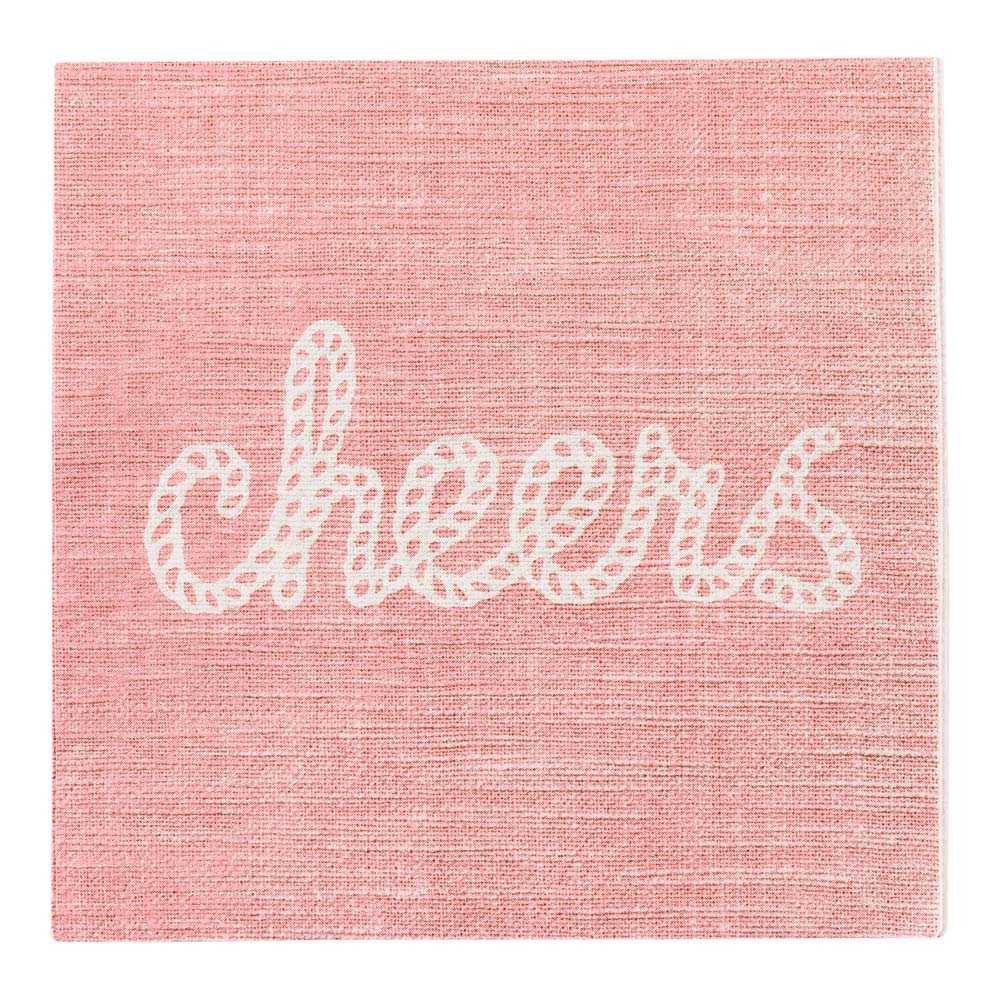 Luxenap Pink Paper Luncheon Napkin - Cheers, Rope Script - 13" x 13" - 500 count box