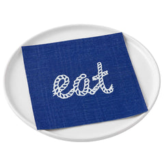 Luxenap Navy Paper Luncheon Napkin - Eat, Rope Script - 13