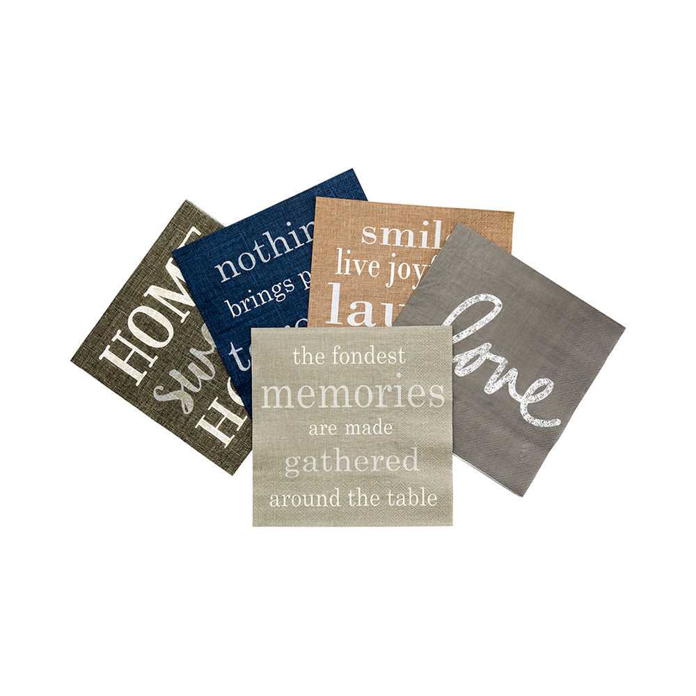 Luxenap Gray Paper Luncheon Napkin - Fondest Memories - 13" x 13" - 500 count box