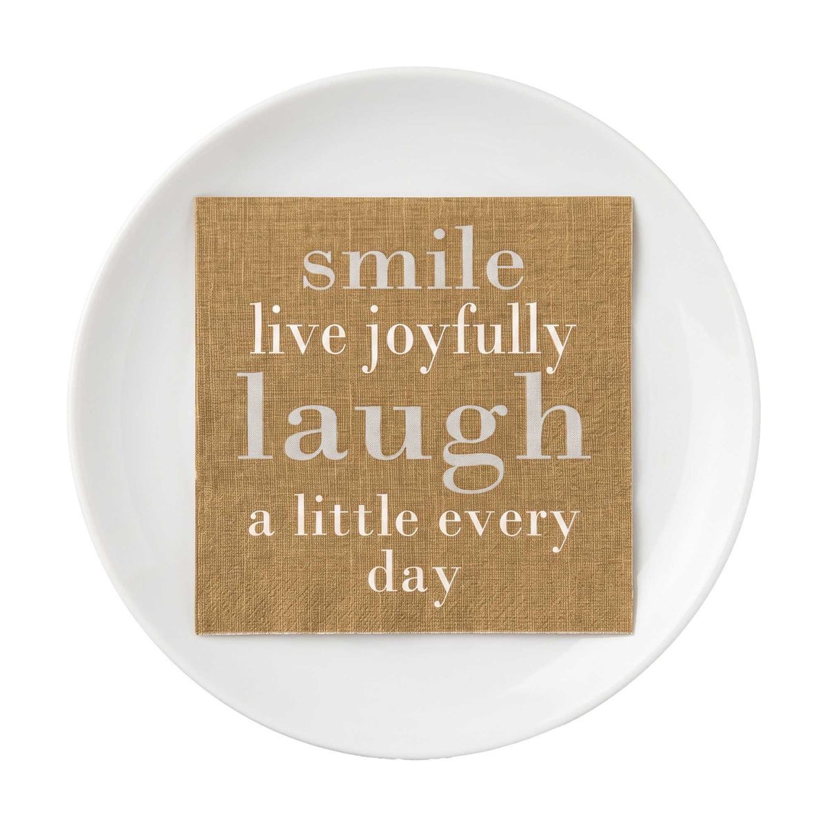 Luxenap Brown Paper Luncheon Napkin - Live Joyfully - 13" x 13" - 500 count box