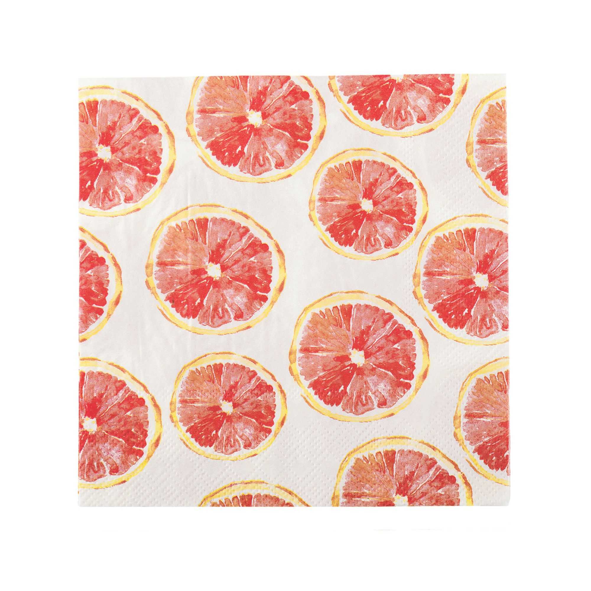 Luxenap White Paper Luncheon Napkin - Grapefruit Watercolor - 13" x 13" - 500 count box