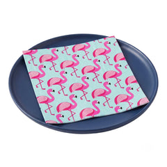 Luxenap Sky Blue Paper Luncheon Napkin - Florida Flamingo - 13