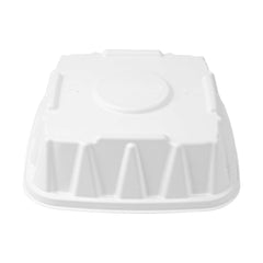 Pulp Safe No PFAS Added Square White Sugarcane/Bagasse Tray Lid - Home Compostable, Fits 12