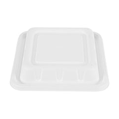 Pulp Safe No PFAS Added Square White Sugarcane / Bagasse Serving Bowl Lid - Home Compostable, Fits 128 oz - 100 count box