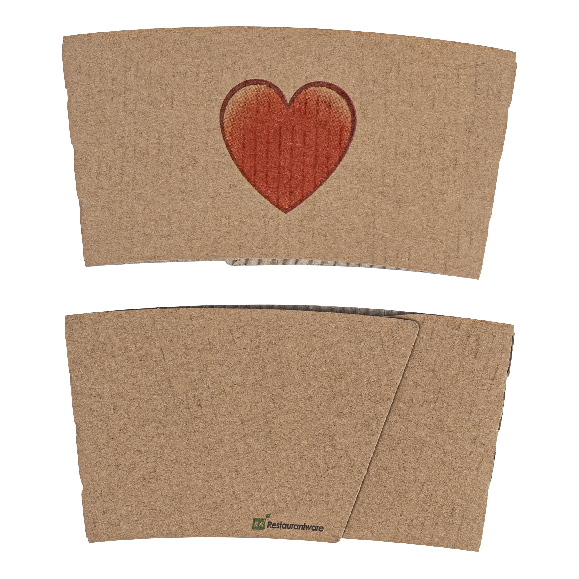 Restpresso Kraft Paper Heart Emoji Coffee Cup Sleeve - Fits 12 / 16 / 20 oz Cups - 1000 count box