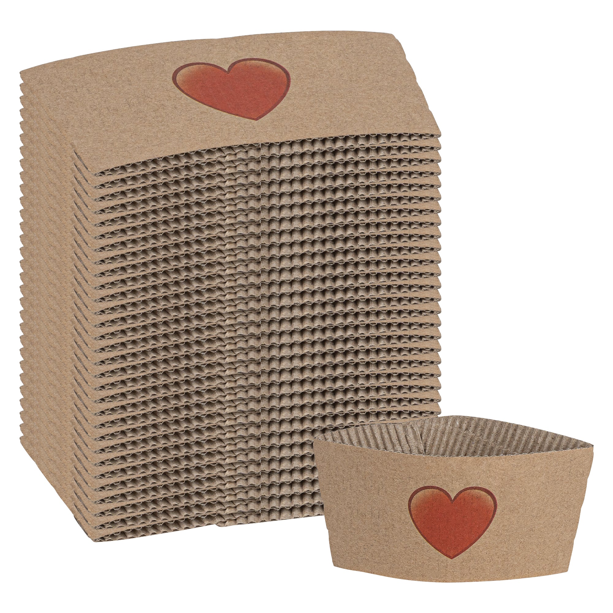 Restpresso Kraft Paper Heart Emoji Coffee Cup Sleeve - Fits 12 / 16 / 20 oz Cups - 1000 count box