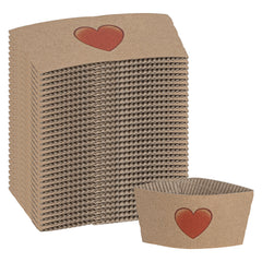 Restpresso Kraft Paper Heart Emoji Coffee Cup Sleeve - Fits 12 / 16 / 20 oz Cups - 1000 count box