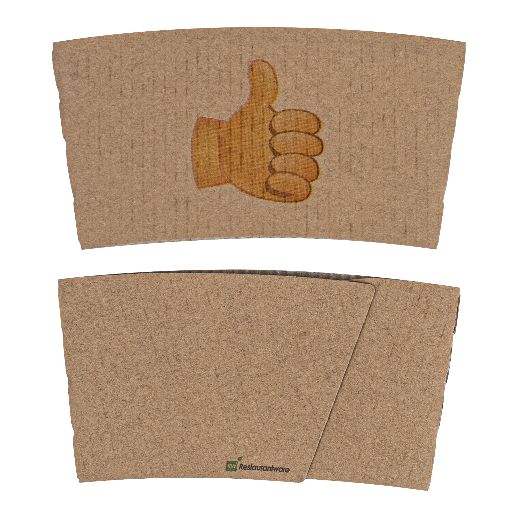 Restpresso Kraft Paper Thumbs Up Emoji Coffee Cup Sleeve - Fits 12 / 16 / 20 oz Cups - 1000 count box