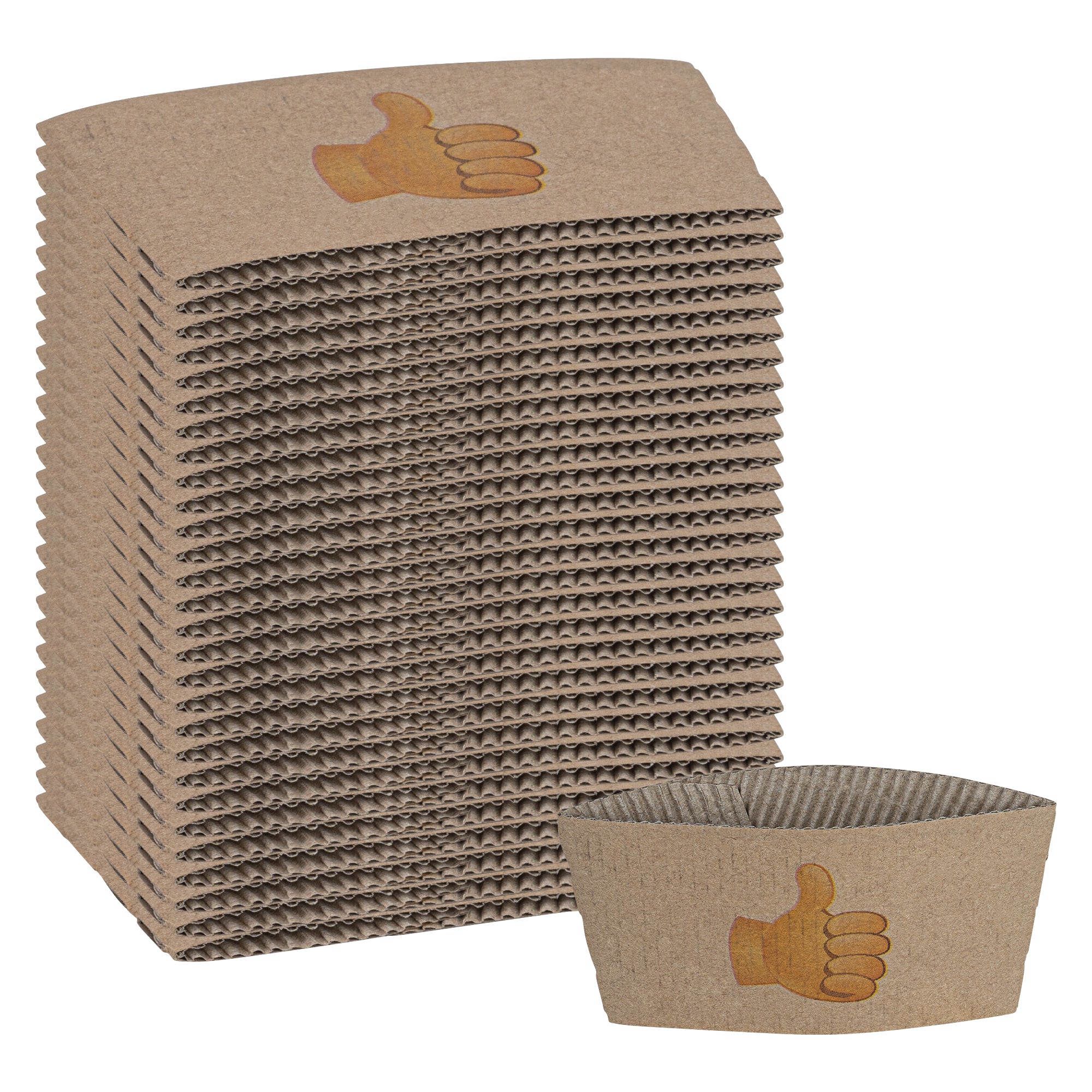 Restpresso Kraft Paper Thumbs Up Emoji Coffee Cup Sleeve - Fits 12 / 16 / 20 oz Cups - 1000 count box