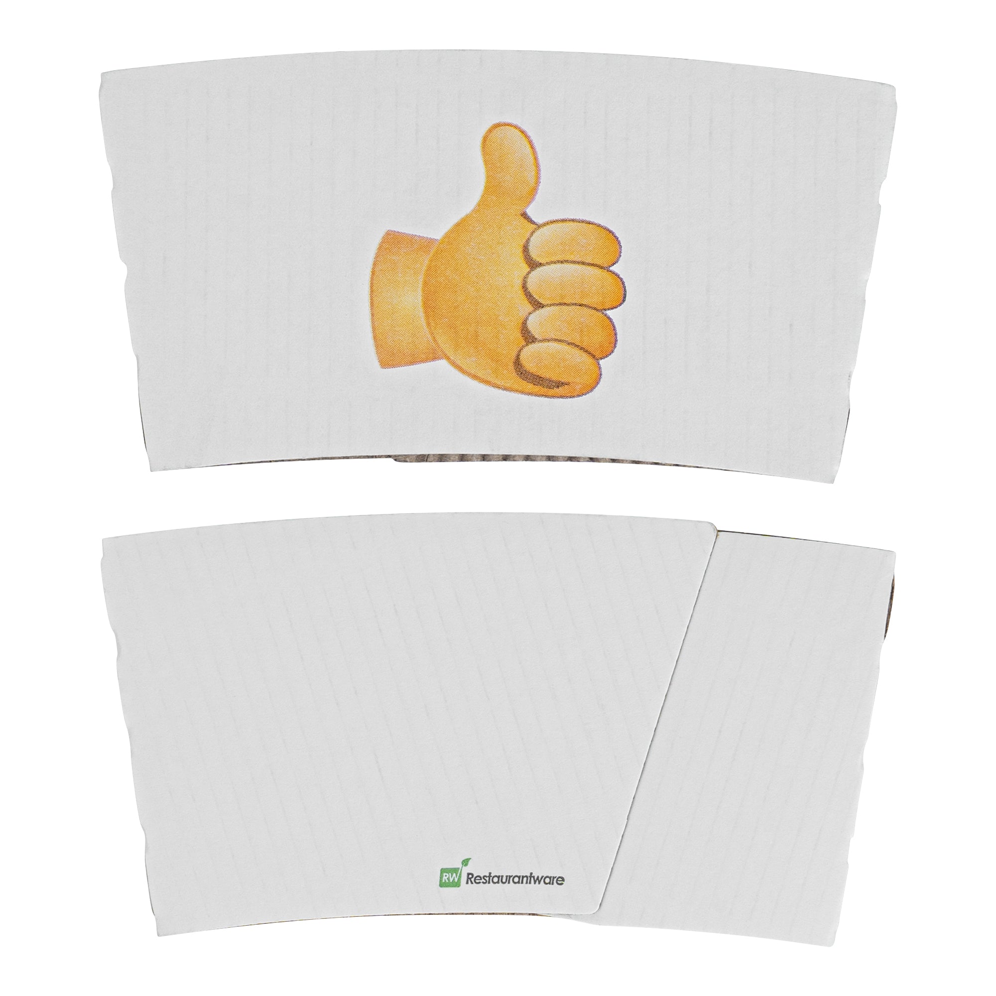 Restpresso White Paper Thumbs Up Emoji Coffee Cup Sleeve - Fits 12 / 16 / 20 oz Cups - 1000 count box