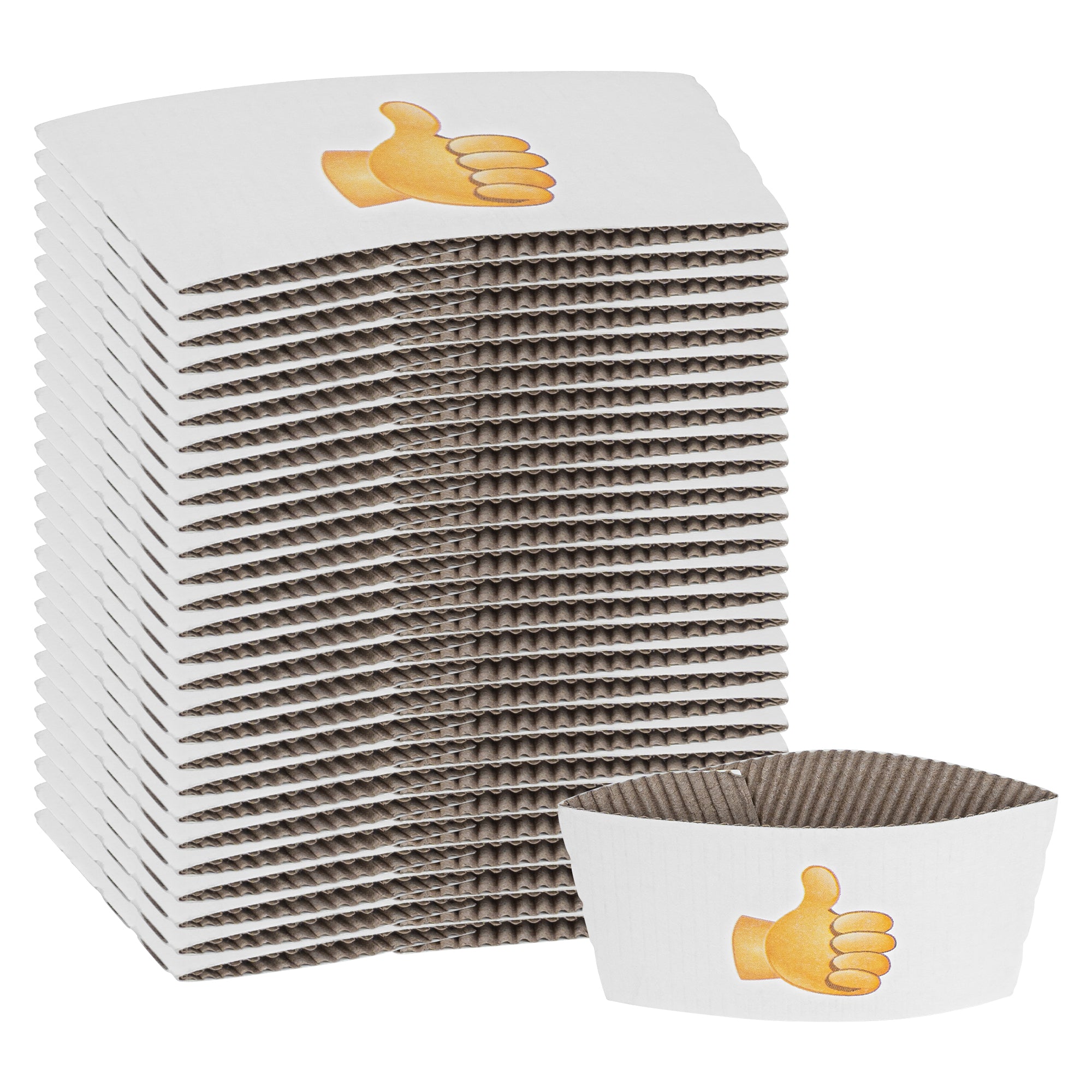 Restpresso White Paper Thumbs Up Emoji Coffee Cup Sleeve - Fits 12 / 16 / 20 oz Cups - 1000 count box
