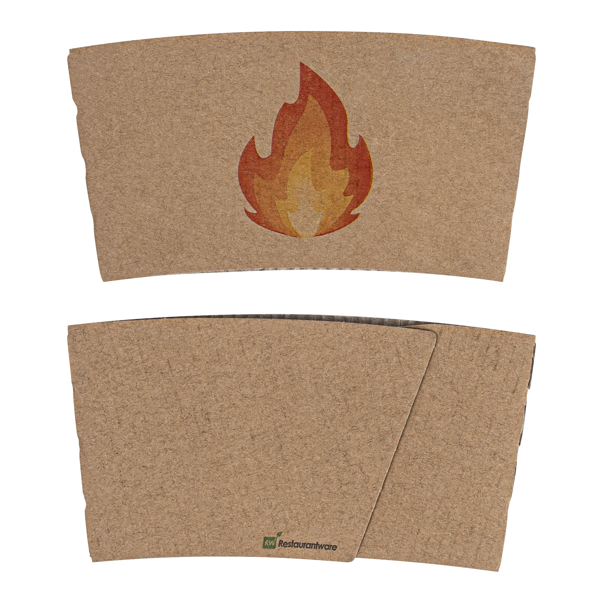Restpresso Kraft Paper Fire Emoji Coffee Cup Sleeve - Fits 12 / 16 / 20 oz Cups - 1000 count box