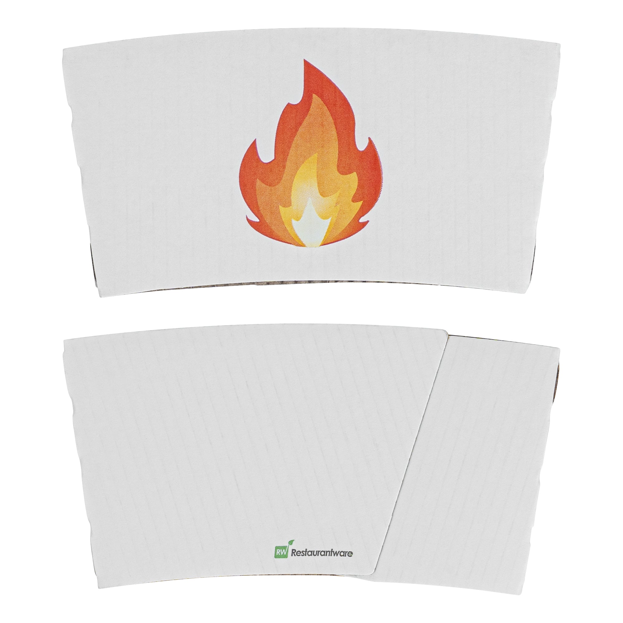 Restpresso White Paper Fire Emoji Coffee Cup Sleeve - Fits 12 / 16 / 20 oz Cups - 1000 count box