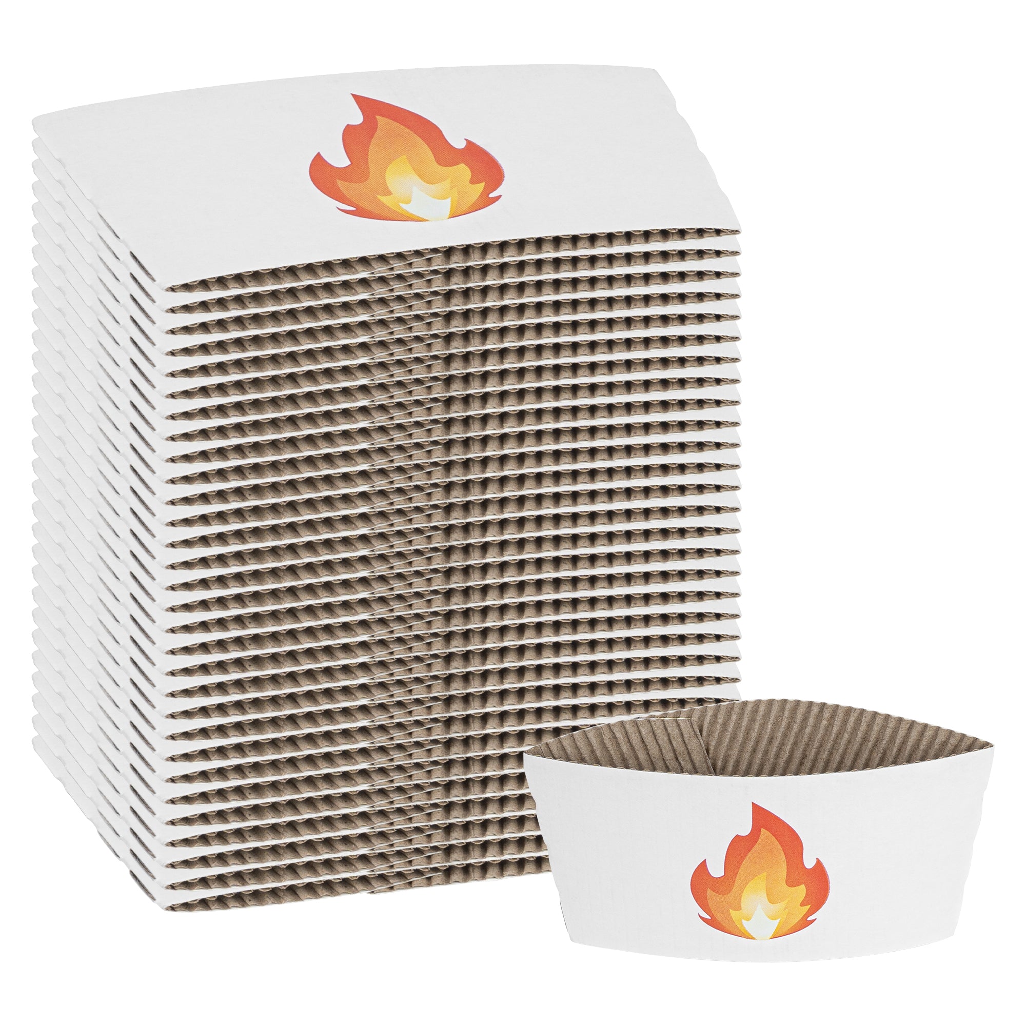 Restpresso White Paper Fire Emoji Coffee Cup Sleeve - Fits 12 / 16 / 20 oz Cups - 1000 count box