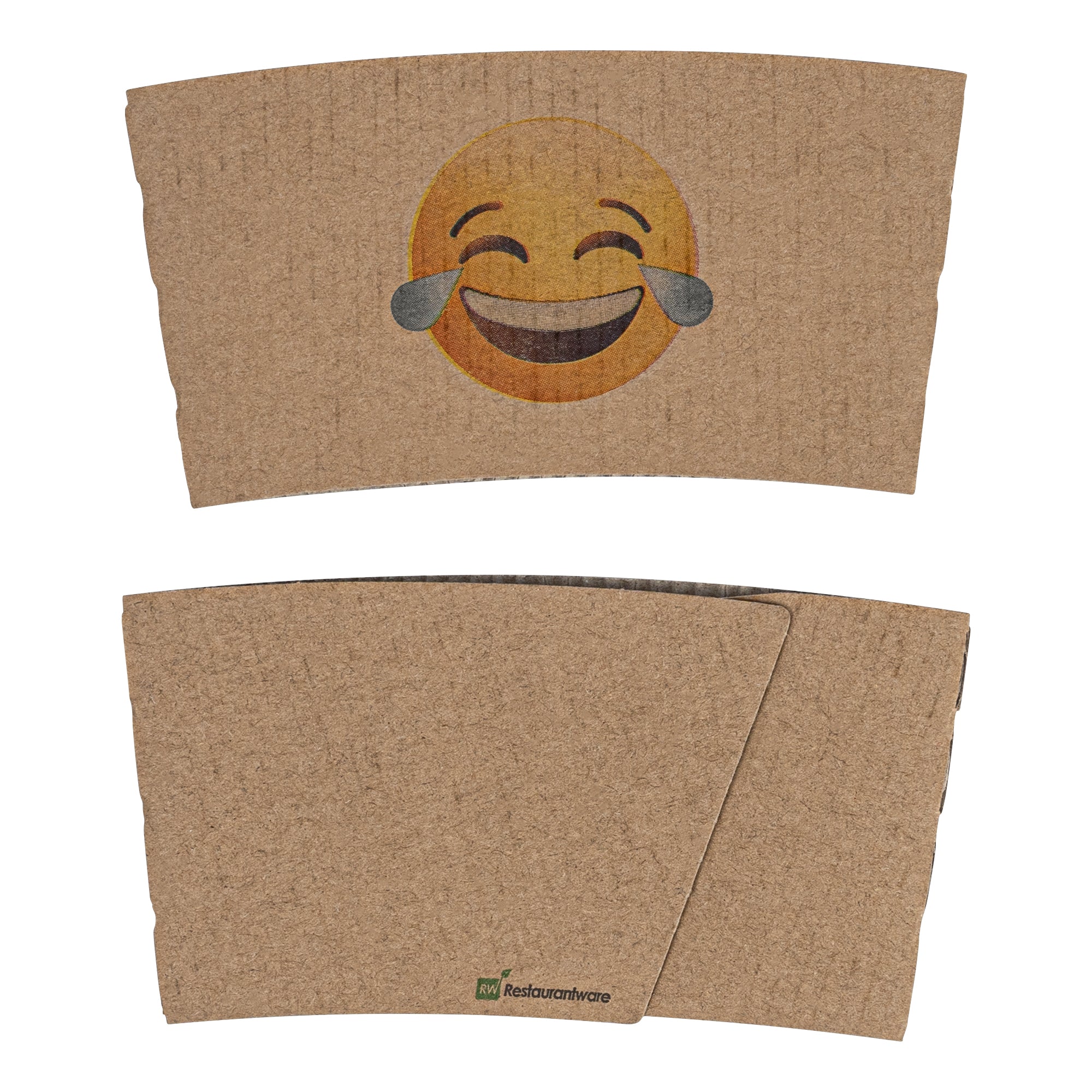 Restpresso Kraft Paper Crying Laughing Emoji Coffee Cup Sleeve - Fits 12 / 16 / 20 oz Cups - 1000 count box