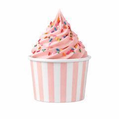 Coppetta 4 oz Round Pink and White Stripe Paper To Go Cup - 3