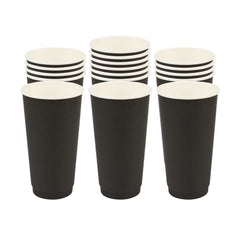 Restpresso 20 oz Black Paper Coffee Cup - Double Wall - 3 1/2