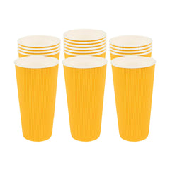 Restpresso 20 oz Yellow Paper Coffee Cup - Ripple Wall - 3 1/2