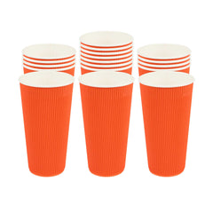 Restpresso 20 oz Tangerine Orange Paper Coffee Cup - Ripple Wall - 3 1/2