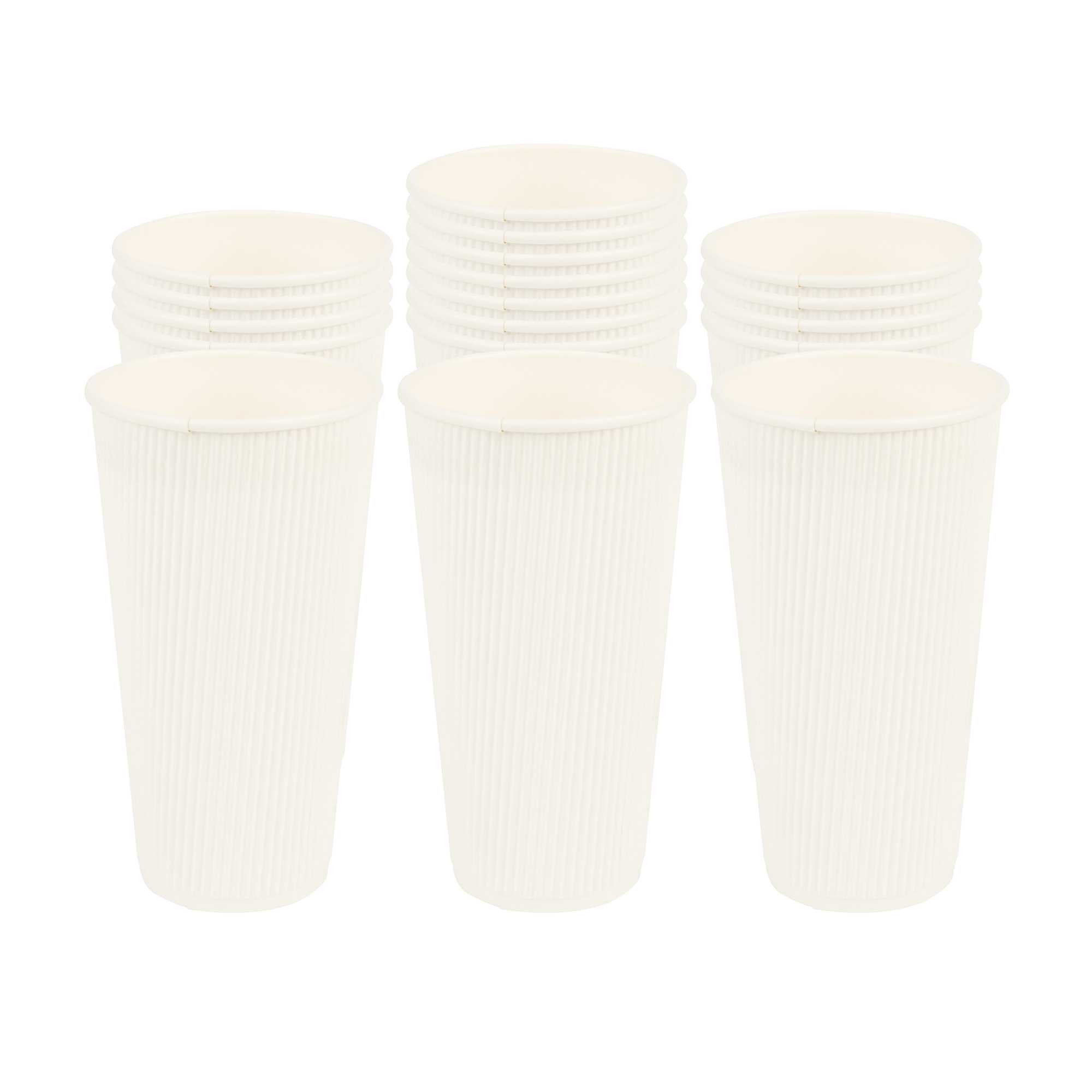 Restpresso 20 oz White Paper Coffee Cup - Ripple Wall - 3 1/2" x 3 1/2" x 6 1/4" - 250 count box